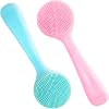 PAGOW 2 Pack Silicone Manual Facial Cleansing Brush, Waterproof Face Cleaning Scrubber, Skin Friendly Exfoliating Brush for Blackheads, Whiteheads, Makeup, Residues Removal Blue, Pink
