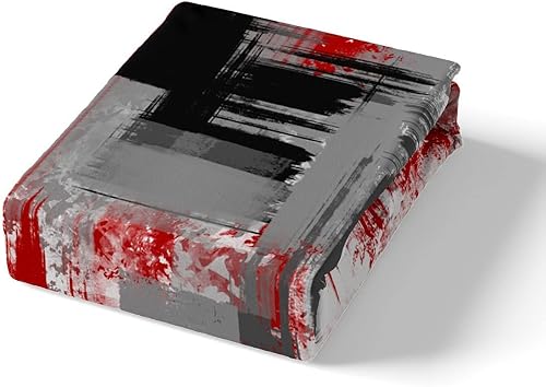 Miniatura 5 de Juego de funda de edredón abstracta moderna de arte abstracto para niños y niñas, diseño rojo, gris, negro, juego de funda de edredón para
