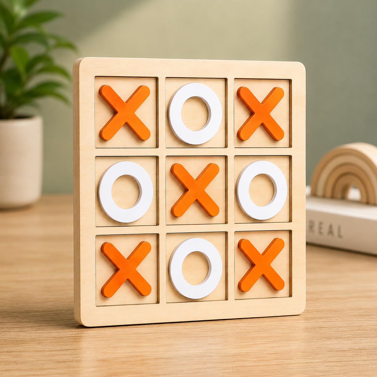 Wooden Tic Tac Toe Board Game for Kids & Adults | Classic X & O Strategy Game | Premium Wooden Travel Game | Educational Family Board Game | Indoor & Outdoor Fun (Multicolour)-image-49