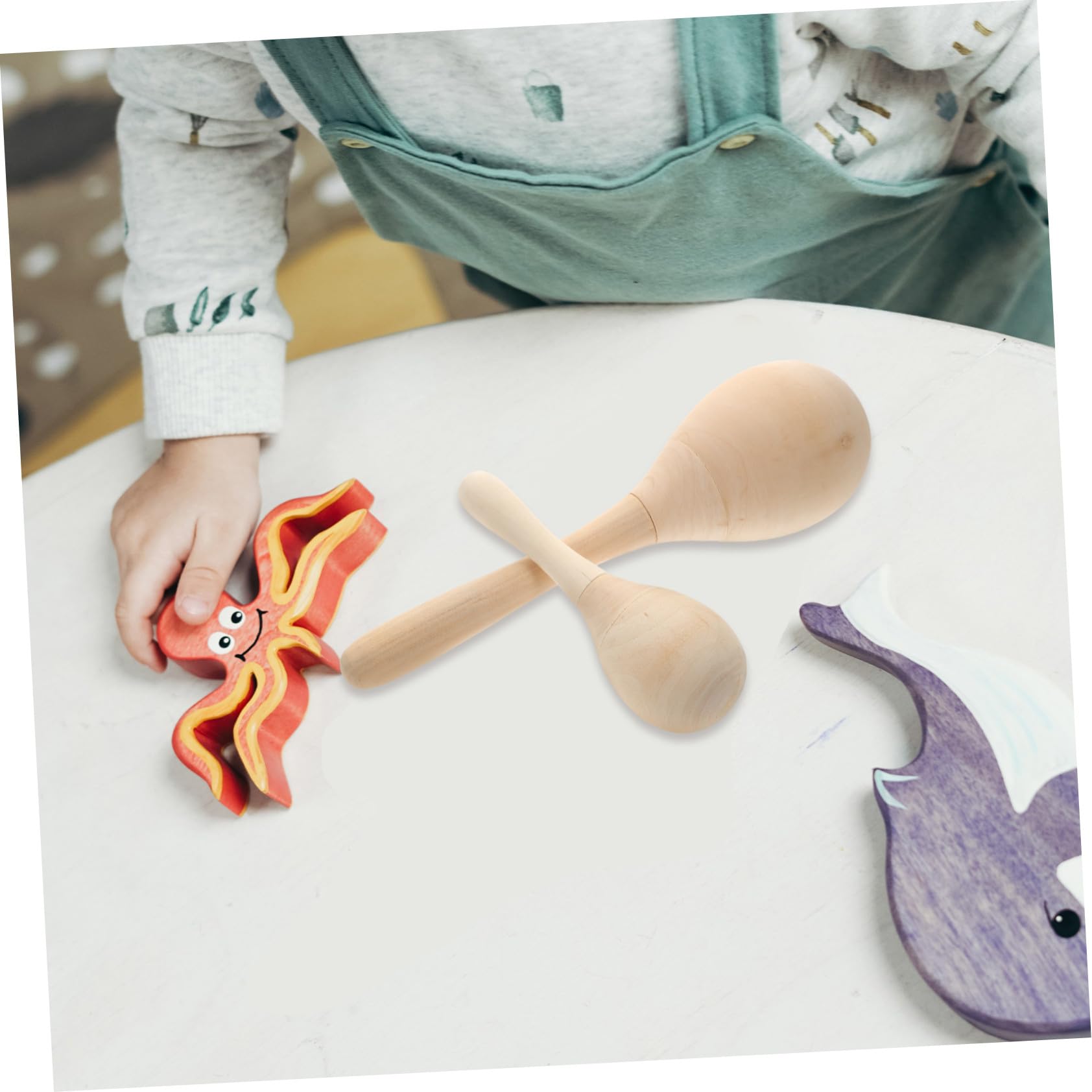 BESPORTBLE Maracas 12 Pezzi in Legno da Colorare per Ragazzo Ragazza Strumento Musicale Creativo per Sviluppo Abilità Manuali e Disegno , per Scuola e Feste
