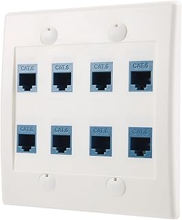Jrifedptry Placa de pared Ethernet de 8 puertos, doble banda, Cat6, RJ45, cable de red hembra a hembra, color azul