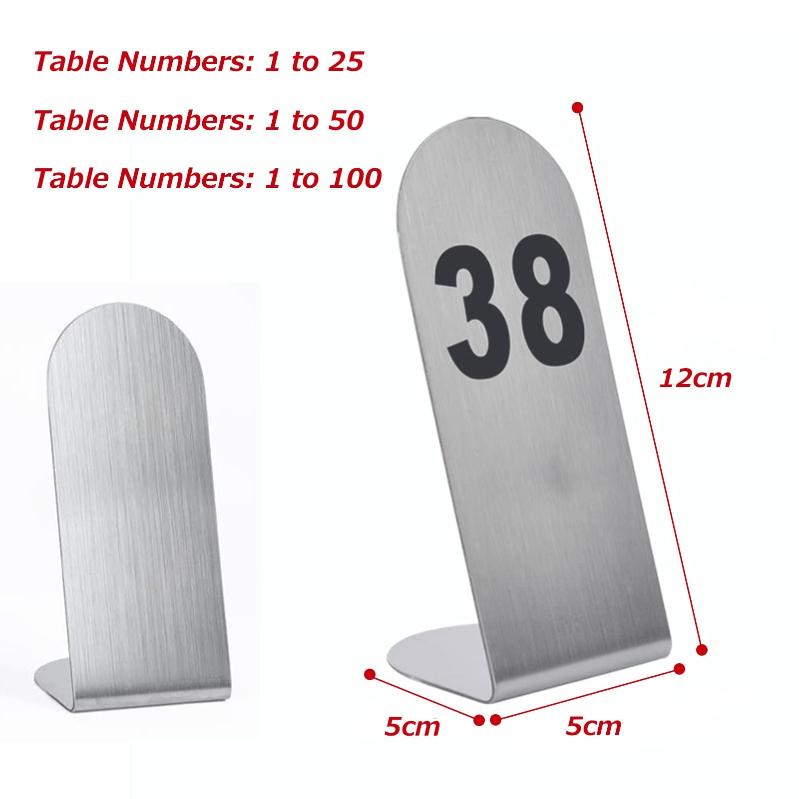 mesa de acero inoxidable, Soporte for números de mesa acero inoxidable 1-100 for bodas, recepciones, cafeterías y restaurantes(1 to 100)