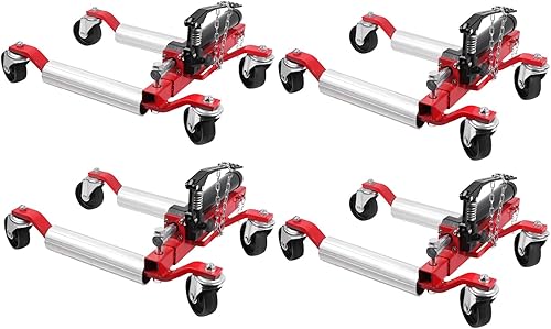 Gato hidráulico para neumáticos de rueda con pedal de trinquete, 1500 libras de posicionamiento de vehículos Dolly, juego de 4