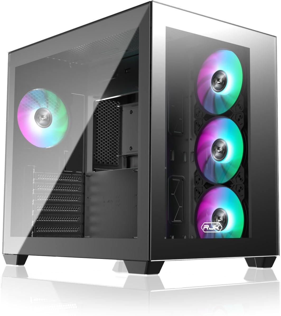 RAIJINTEK Paean C7 Black TG4, ATX PC Case, Dual Chamber Design, Tempered Glass Side Panel, Front I/O USB Type-C Port, Magnetic Design Dust Filter, Pre-Installed 4x120mm Fan(0R20B00234)