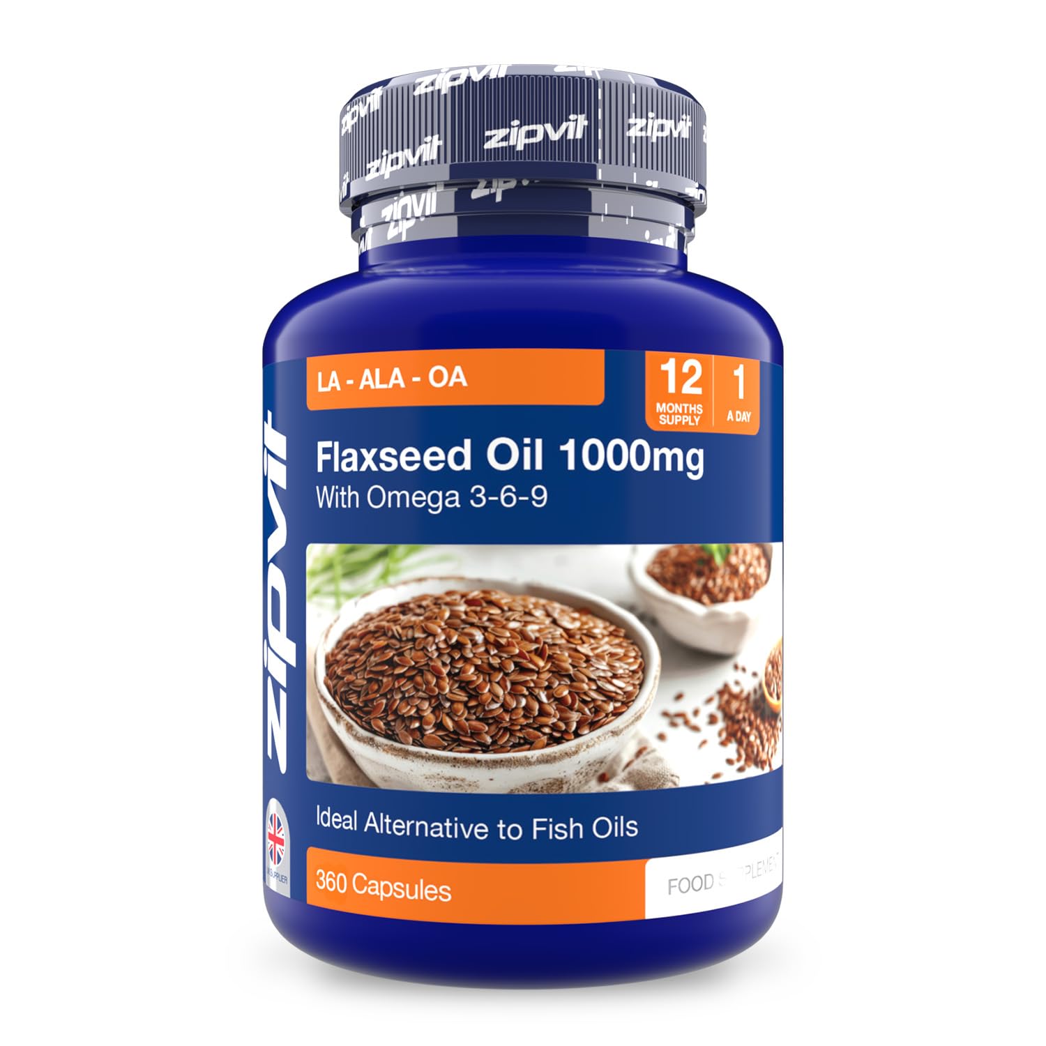 Flaxseed Oil Capsules, Cold Pressed Omega 3 6 9 Capsules, 12 Month Supply, Alternative to to Fish Oils