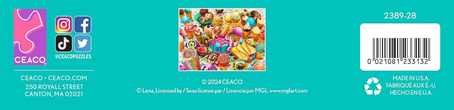 Ceaco - Cupcakes & Ice Cream - 500 Larger Sized Piece Jigsaw Puzzle - Colorful Puzzle for Adults – Precision-Cut Pieces, Beautiful Artwork, and Hours of Relaxing Fun