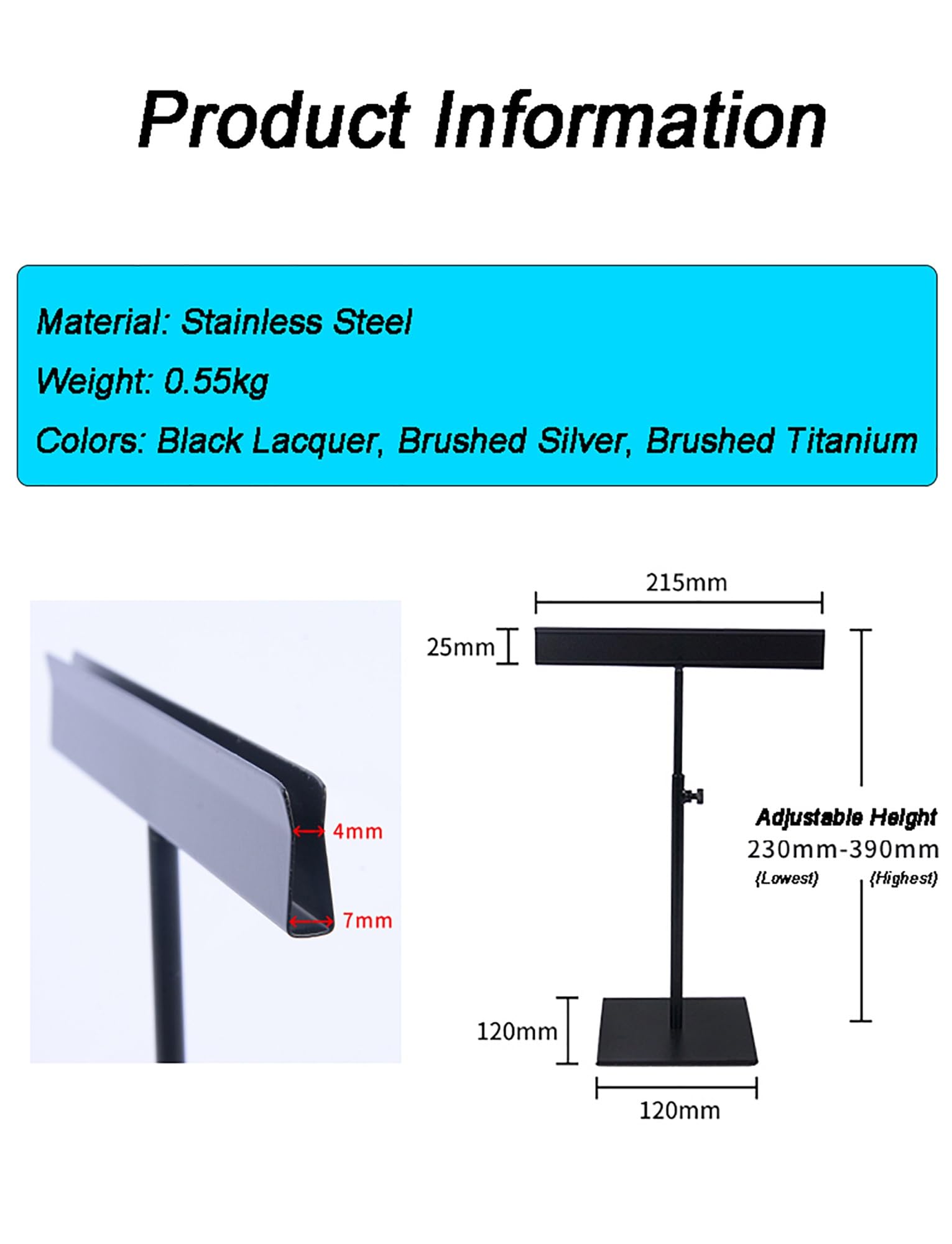 Soporte de mesa portátil ligero negro e para menús, eventos, señalización minorista, carteles, carteles, soporte para tablero