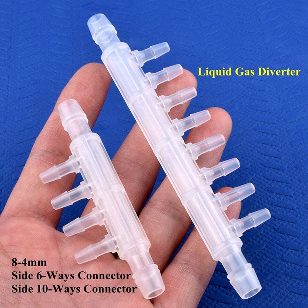 Conector de Manguera de 6 Vías Y 10 Vías, Desviador de Gas Líquido para Tanque de Acuario de Polipropileno de Grado Alimenticio, 1~50 Piezas de Junta de Pagoda para Riego de Jardín/8-4Mm Side