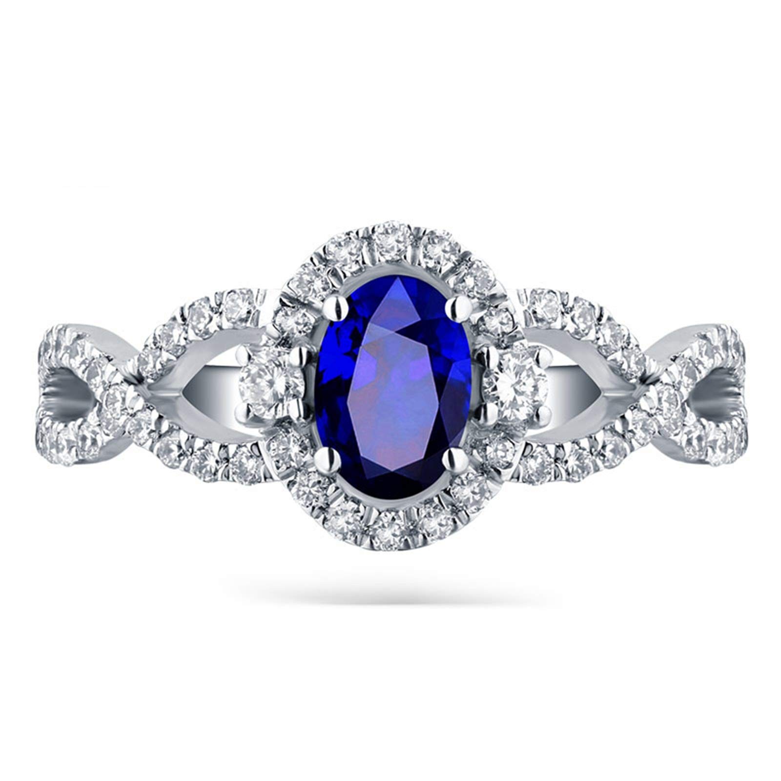 Beydodo Pierścionek zaręczynowy 18 karatów nieskończoność z owalnym szafirem 0,48/0,85/1,72 ct, damski pierścionek z białego złota z diamentem e 18 karatów (750) białe złoto, 56 (17,8 mm), colore: 0.48ct, cod. TLLWGZ4011