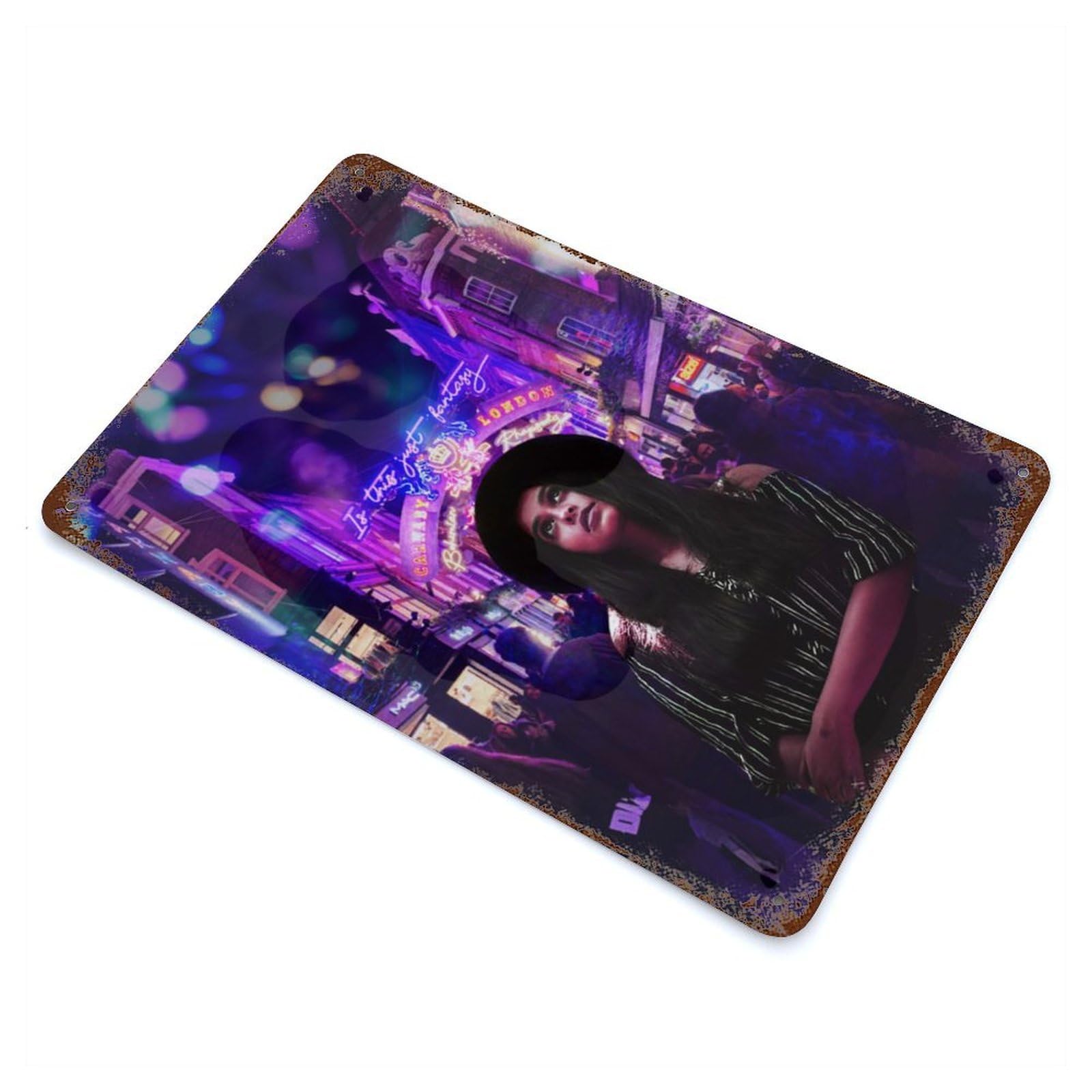 Fantasy Girl Vintage Rust Metal Sign 11.8"x7.9", Retro Wall Decor for Garage, Pub Or Kitchen