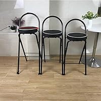 Vista 8 de Taburete de bar plegable para desayuno, 26/28/30" silla alta con asiento acolchado, taburete redondo portátil con respaldo, taburete plegable
