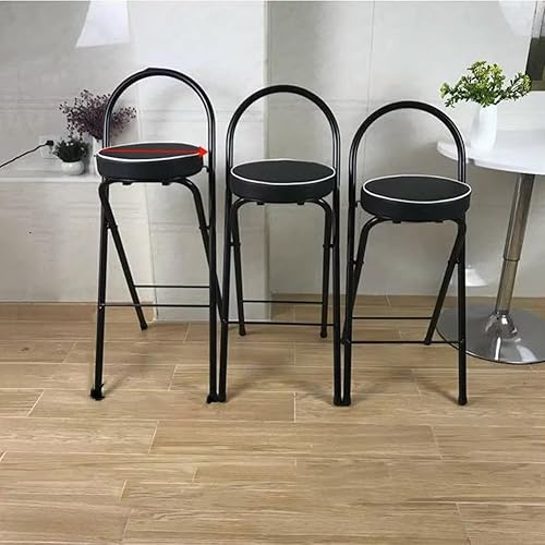 Miniatura 8 de Taburete plegable para desayuno, 262830 pulgadas, silla alta plegable con asiento acolchado, taburete redondo portátil con respaldo, taburete