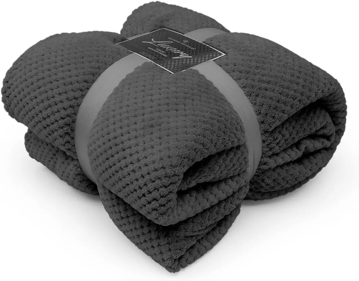 Waffle Popcorn Throws Blankets Super Soft Warm Cosy Throw