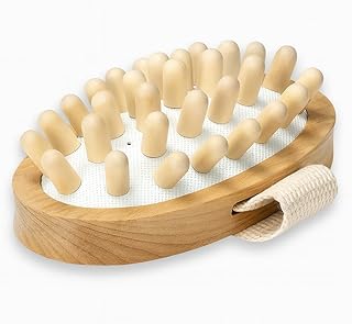 Massagebürste für Rücken und Körper aus Holz - Handheld-Cellulite-Massagegerät für Lymphdrainage, Entspannung & straffe Haut - Massagebürste aus natürlichem Holz, 13 cm x 7 cm