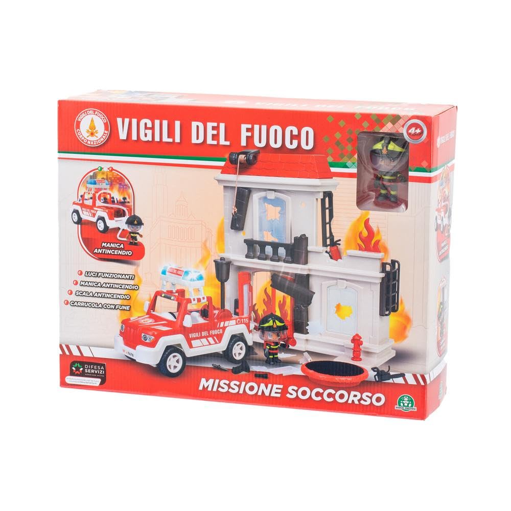 Giochi Preziosi Vigili Del Fuoco- Playset Che Include Palazzo In Fiamme, Veicolo A Ruota Libera Dei Vigili Del Fuoco, Pompiere 7 Cm Ricco Di Accessori E Dettagli Per Bambini A Partire Dai 4 Anni
