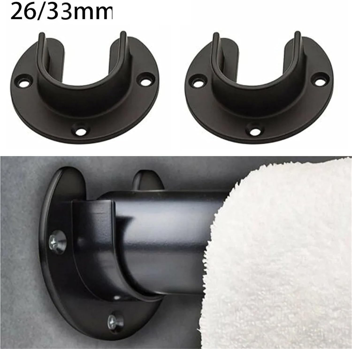 Closet Rod Holders 16pcs U Shaped Closet Holder Bracket Stainless Steel End Hanger Heavy Duty(26mm)