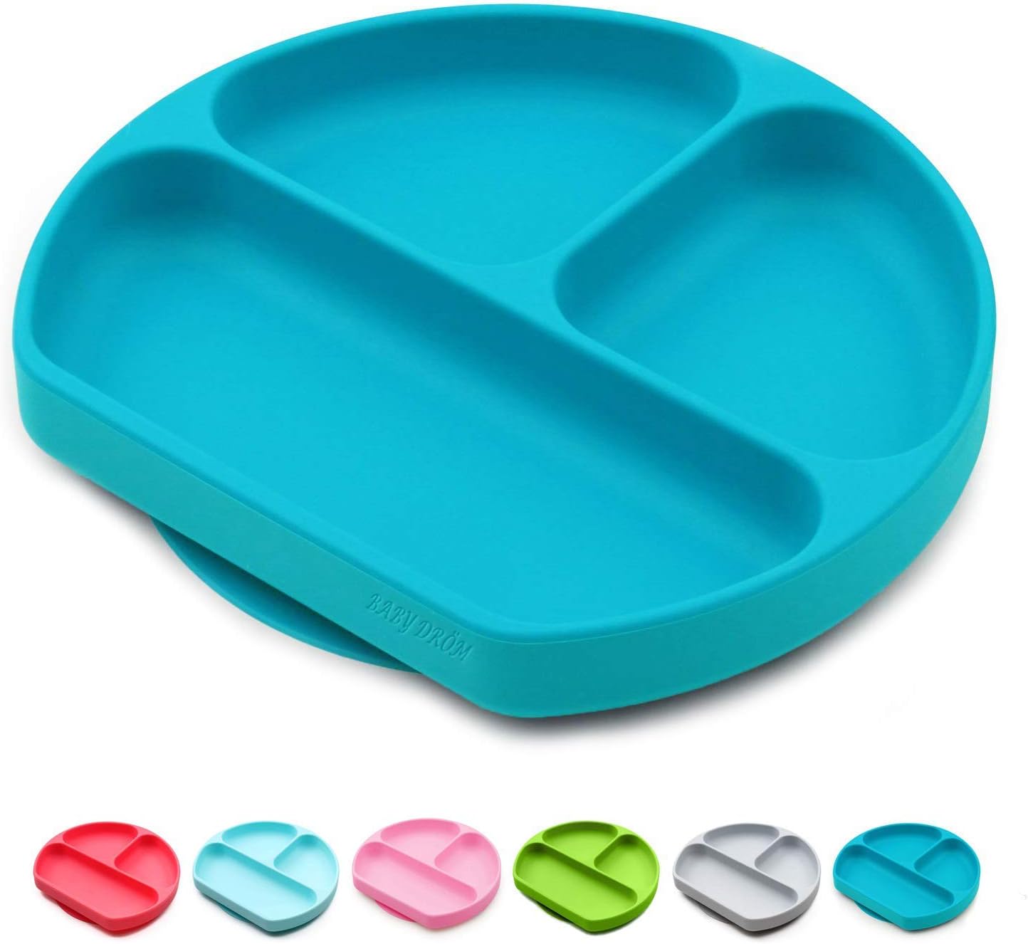 Silicone Suction Plates for Babies, Stick to High Chair Trays and Table, Divided Baby Dishes, Perfect Kids Plates, BPA FREE