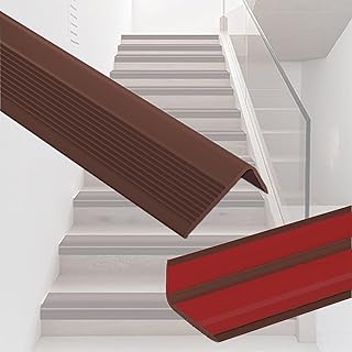 Vinyl Stair Nosing 7Ft Self Adhesive Stair Edge Protector Stair Edging, Stair Anti-Slip Stair Trim for Indoor & Outdoor (Brown)