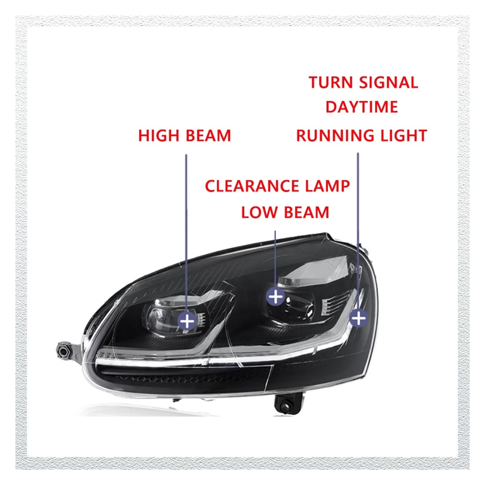 Pasuje do VW GOLF 5 MK5 03-11 w nowym stylu pełna dioda LED DRL reflektor samochodowy montaż sygnału akcesoria samochodowe zmodyfikowana lampa gorące reflektory LED(Smoke one pair)