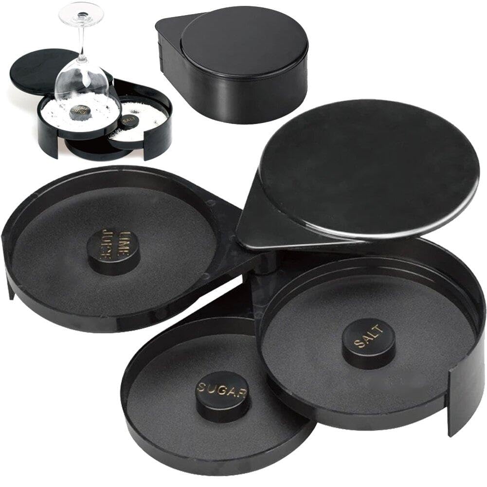 Rimmer Per Margarita 3 Livelli - Vassoi Per Sale, Zucchero E Lime, Colore Nero Per Bar E Casa