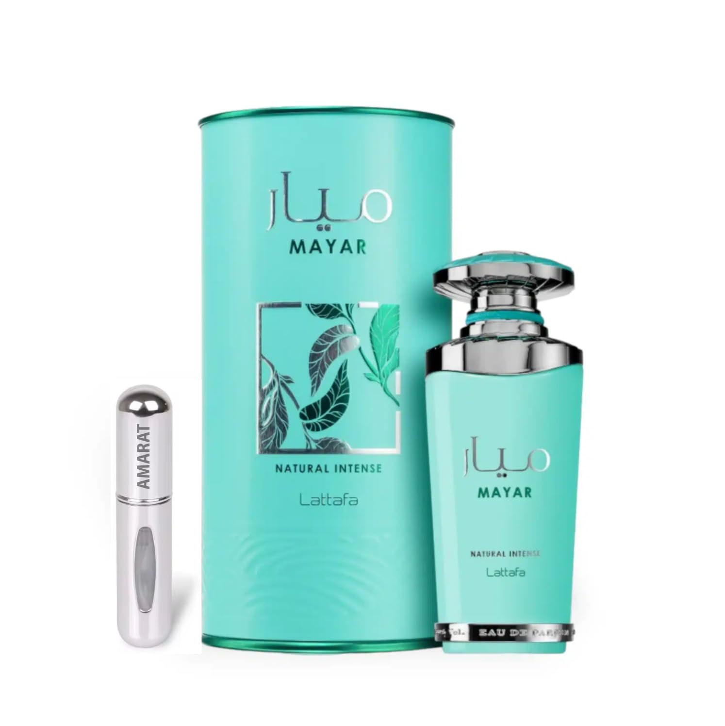 Perfume Mayar Natural Intense Eau de Parfum 100 ml, Perfume Árabe para Mujer de Larga Duración, Incluye Atomizador Recargable, Fragancia Acuática con Notas de Coco, Lirio y Vainilla (Natural Intense)