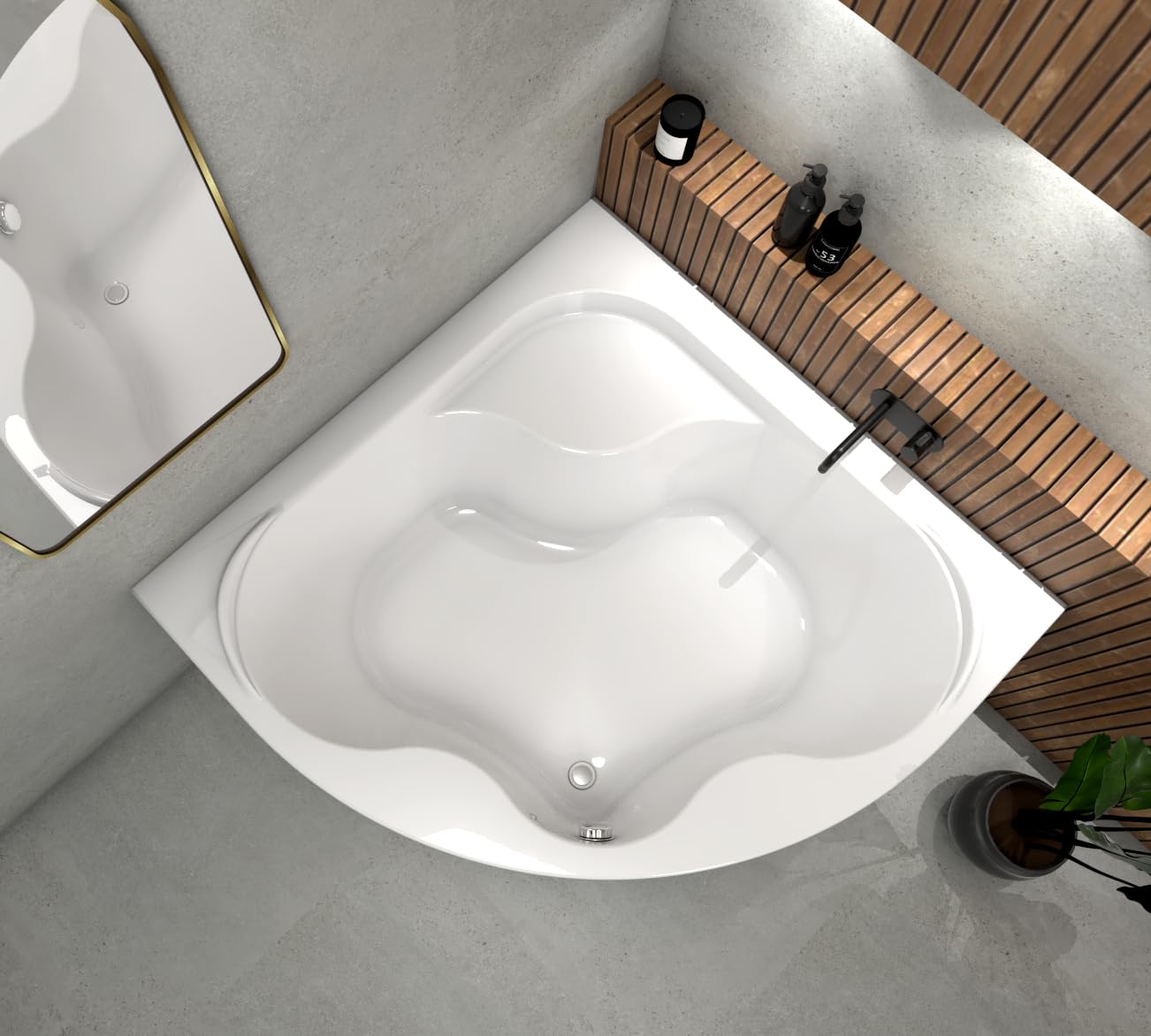 ECOLAM Eckbadewanne Selma 150x150 Schürze + 2 x Kopfkissen Sole Acrylwanne | direkt vom Hersteller Top Qualität echtes Sanitäracryl modern Verkleidung keine Fliesen nötig Ablauf Füße im Set