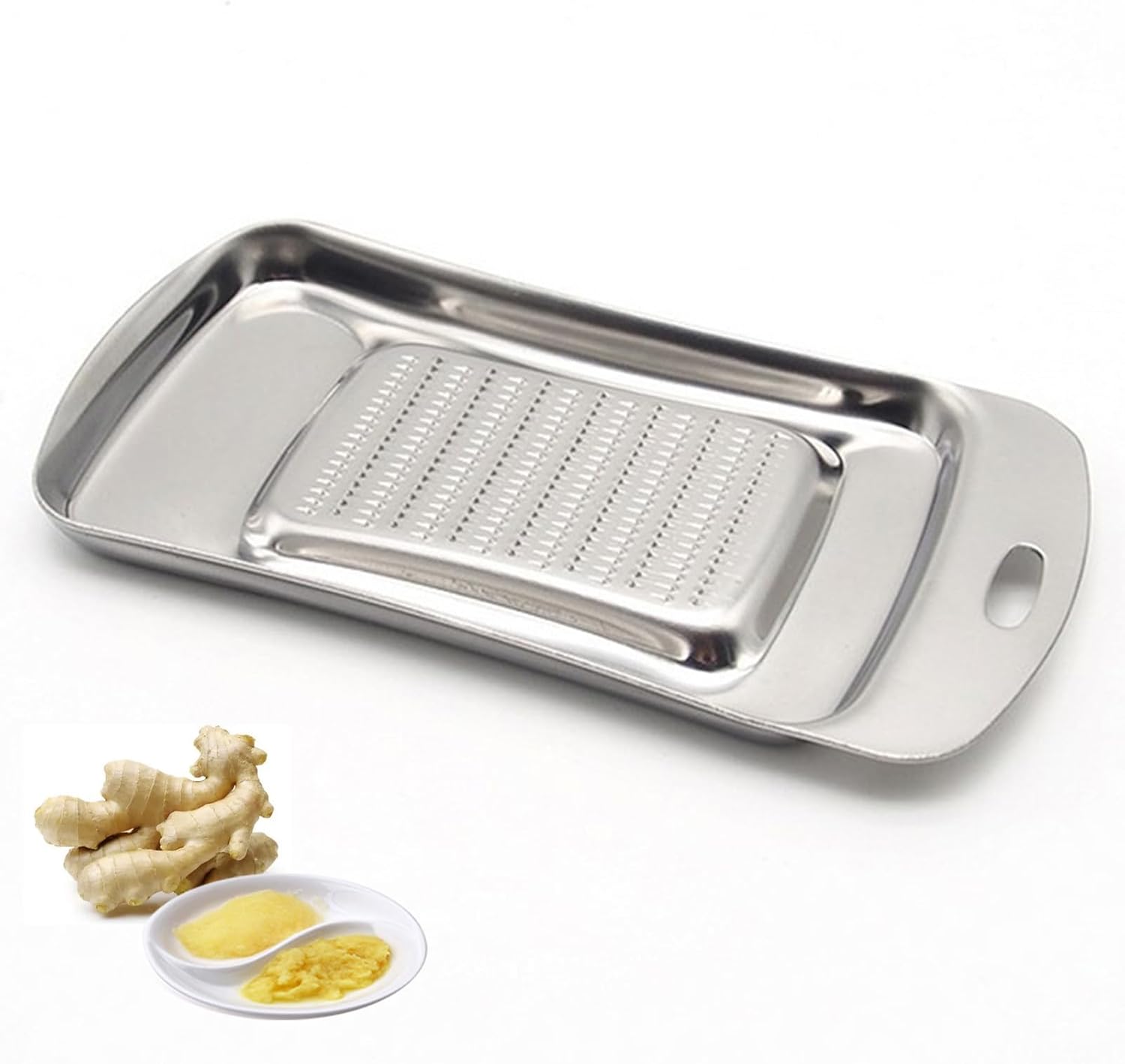 Stainless Steel Ginger Grater & Zester – Multi-Purpose Kitchen Grater for Garlic, Wasabi, Cheese, Lemon Zest & Nutmeg – Professional Grade Sushi/Sashimi Tool with Anti-Slip Handle (1 Piece)