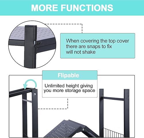 Miniatura 5 de Estantería de almacenamiento plegable de 5 niveles con ruedas, estante de almacenamiento de metal independiente para almacén, garaje con capacidad