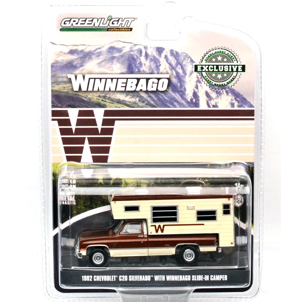 Chevy C20 Silverado 1982 Winnebago Greenlight 1:64 cadeau idéal pour passionné de voitures US