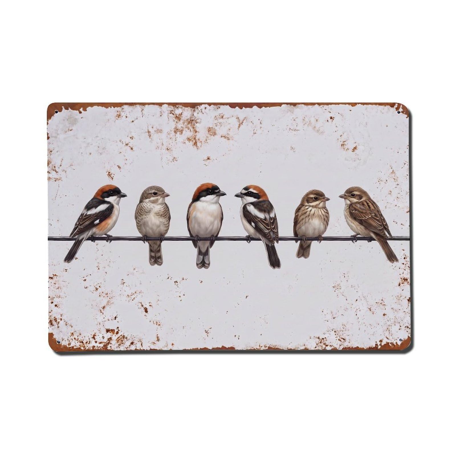 Vintage Retro Birds Woodchat Shrike Metal Tin Sign