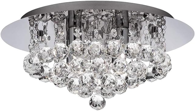 Searchlight Hanna - 4 Light Ceiling Semi Flush Light Chrome with Crystals, G9