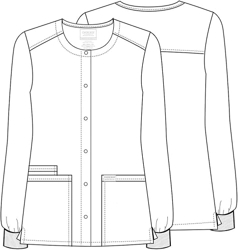 Miniatura 6 de Cherokee WW340 - Chaqueta de uniforme médico para mujer, con cierre frontal, 3 bolsillos, resistente a la decoloración, elástica en 2 direcciones,