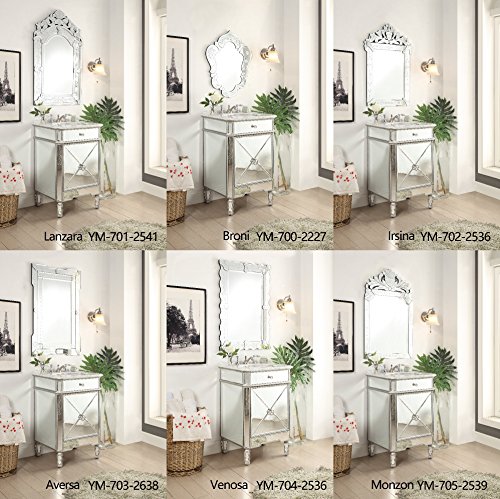 24” Mirrored Reflection Antique Gold Asger Powder Room Bathroom Vanity - Bc-5027Gc #TOP4