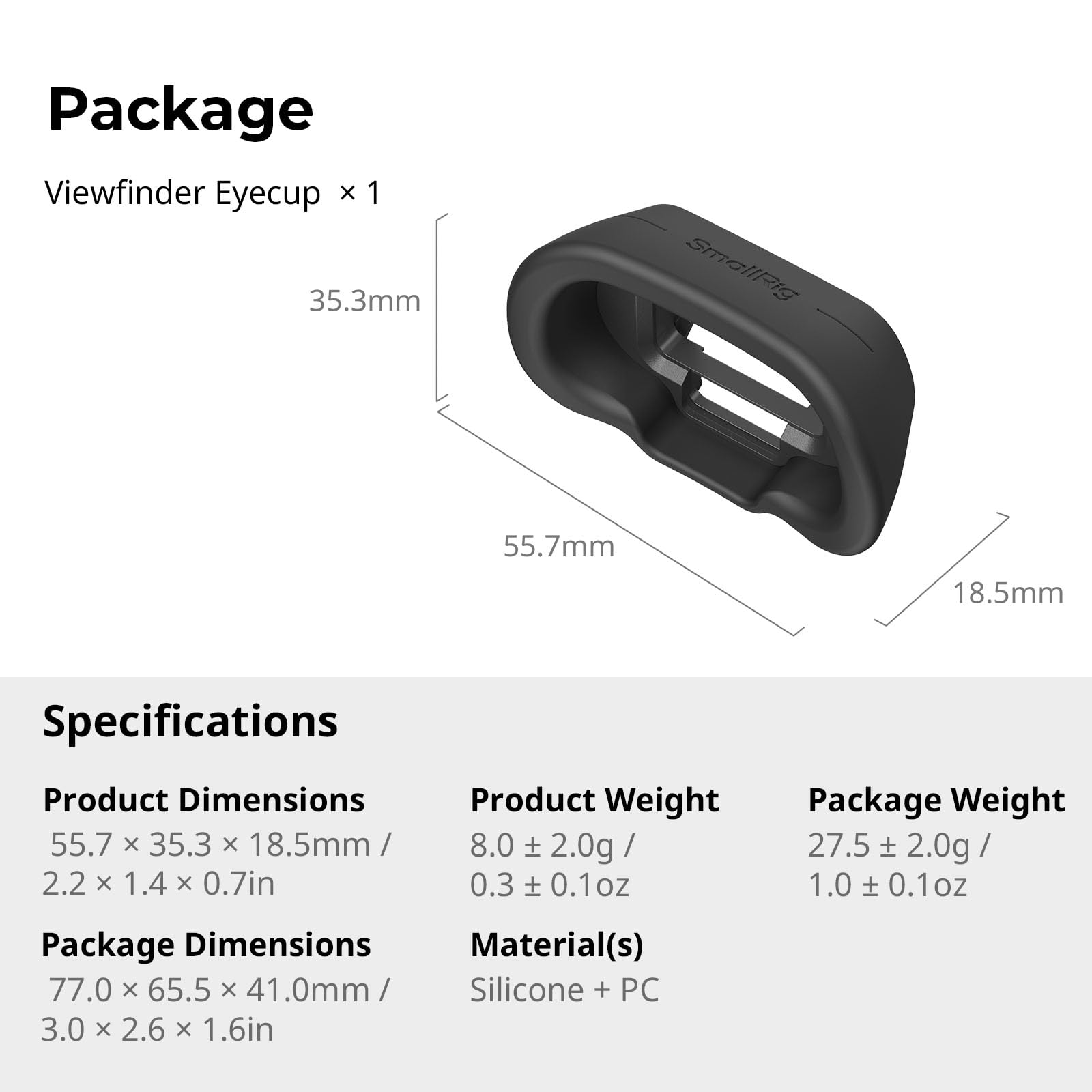 SMALLRIG Muszla oczna wizjera aparatu do Sony A 7 IV, A 7S III, A 7R V, A 9 III, A 1, A 1 II - 5255