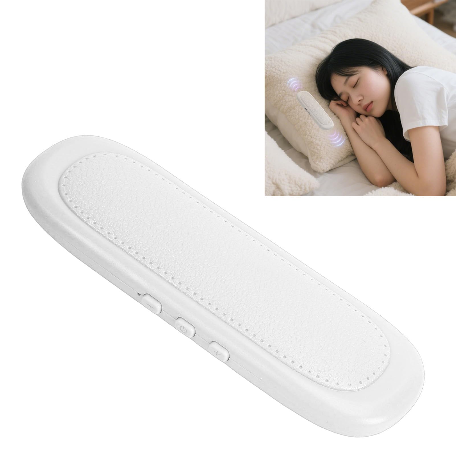 Dpofirs Bone Conduction Pillow Speaker, Portable Bluetooth Under Pillow Speaker Stereo Bass Support Sleep Timing, Double Sound Modes, Side Sleeper Friendly (White)-image-43