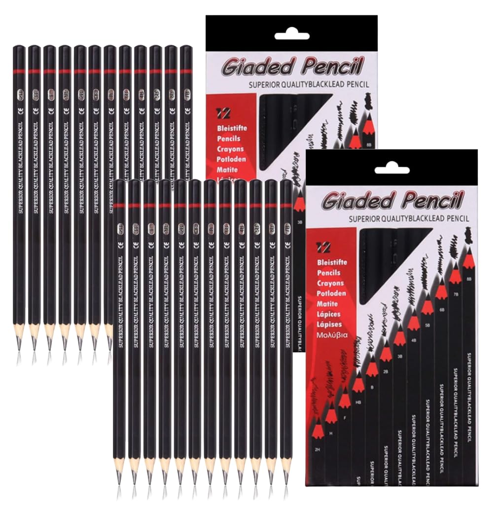 Corslet Pack of 2 Drawing Kit 12Pc Drawing Pencils Set Sketch Pencil Set Sketching Kit Graphite Pencil for Drawing Sketching & Shading for Artists Shading Pencils Set Professional Artist Kit