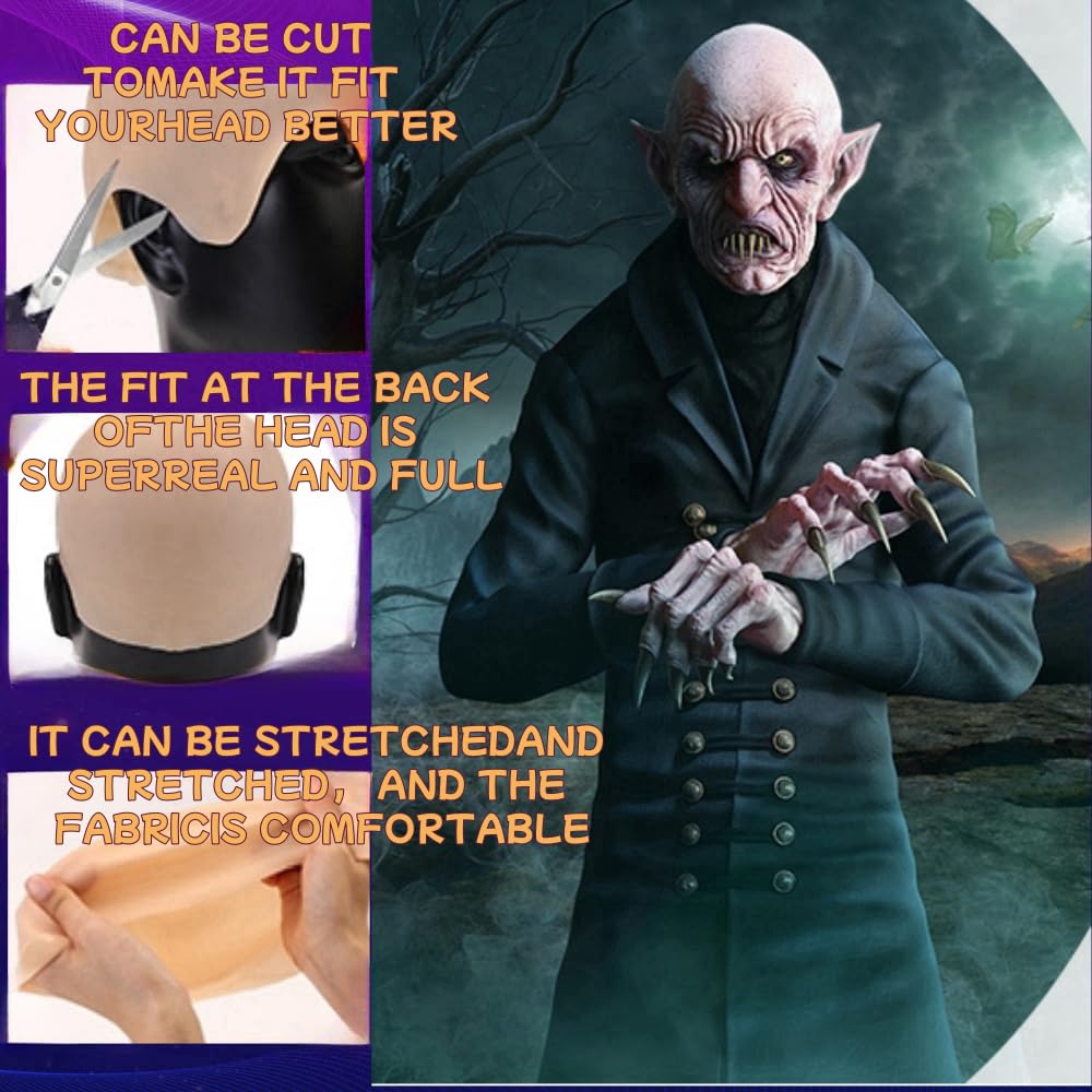 SDXCJY Premium Latex Bald Cap Set with 2 Elastic-Fit Mesh Wig Liner Realistic Skin-Color Bald Head Cover Ideal for Cosplay, Halloween, Theatrical Makeup & Fancy Dress Parties (One Size) - Image 4