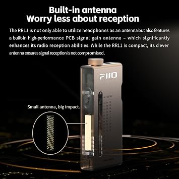FiiO RR11 Portable HiFi FM Stereo Radio Receiver with Analog PVR Tuning, BASS+3D Sound Effects, 64MHz-108MHz (Titanium Gold)