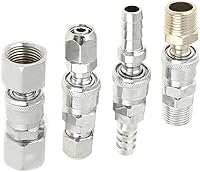 Vista 5 de Juego de acopladores de conexión BSP de 1/2 pulgada, conector de compresor de aire, empuje industrial para conectar accesorios de aire, enchufe de 4
