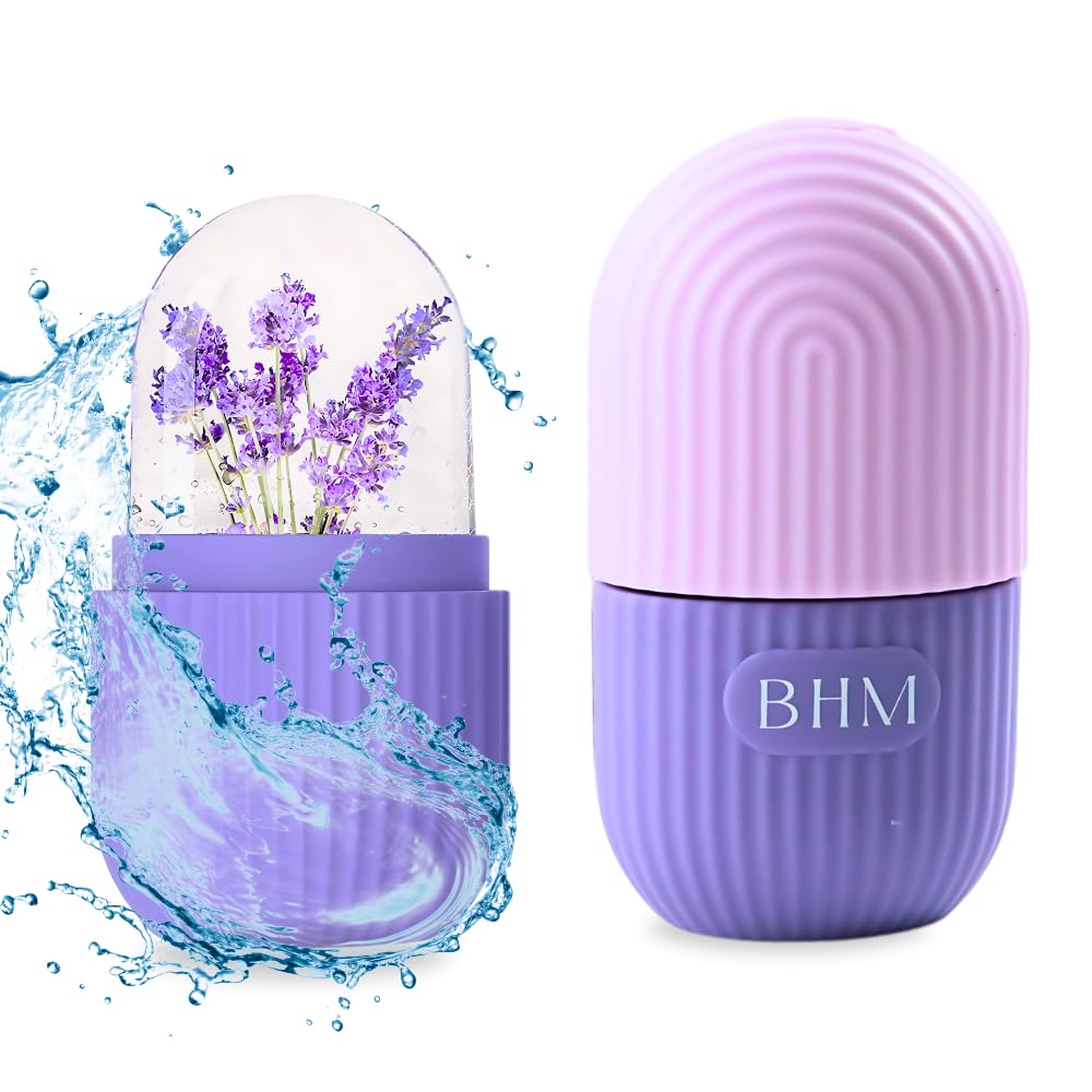 BHM Ice Face Roller, Ice Roller for face, Neck & Eyes, Pack of 2, Skin Care, natural De-puff Eye Bags, Reusable Silicone Ice Mold, Face Lift