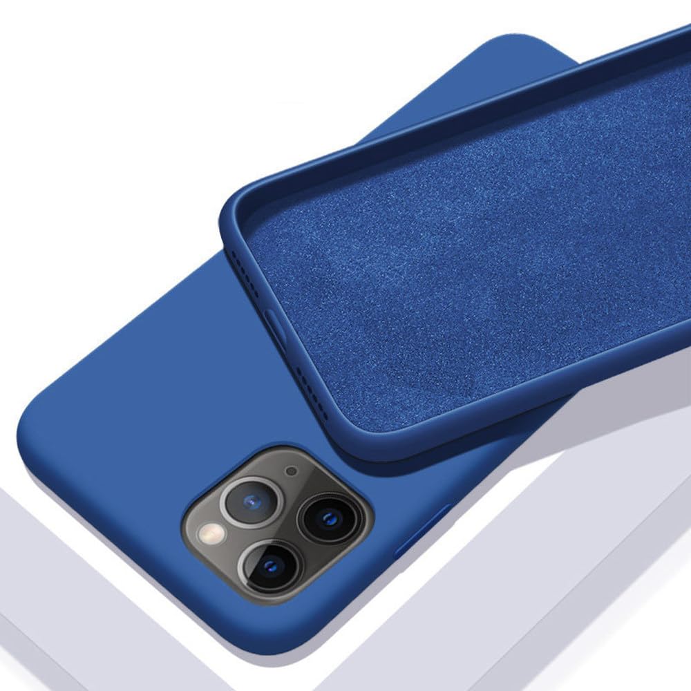 Coque silicone liquide souple iPhone 11 12 Pro X XR XS Max 7 8 Plus bleu cobalt - 7