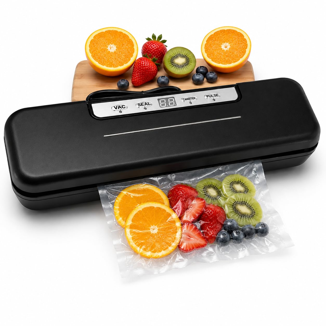 ZK-8808 Vacuum Sealer Machine For Packing, Automatic Wet & Dry Sealing Machine For Food Packets, Compact Design Packing Machine with Extra 15 Vacuum Bags – Black-image-16