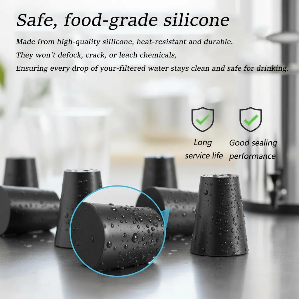 Silicone filter cartridge plugs are compatible with Berkey® water filters - leak-proof replacement plugs, compatible with all Berkey® models, easy to install - 8-piece set of sealing plugs