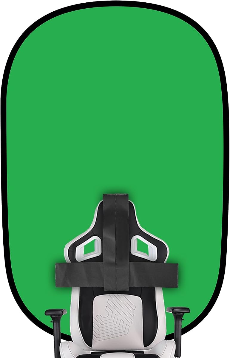 Telón de fondo de pantalla verde, silla de pantalla verde portátil de 58 pulgadas con soporte, fondo verde plegable de doble cara, clave de croma, para fotografía, transmisión, juegos, foto, zoom, videoconferencias y reuniones