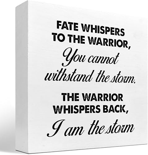 Fate Whispers to The Warrior - Letrero de madera con texto en inglés Fate Whispers to The Warrior, decoración de escritorio para el hogar, oficina,