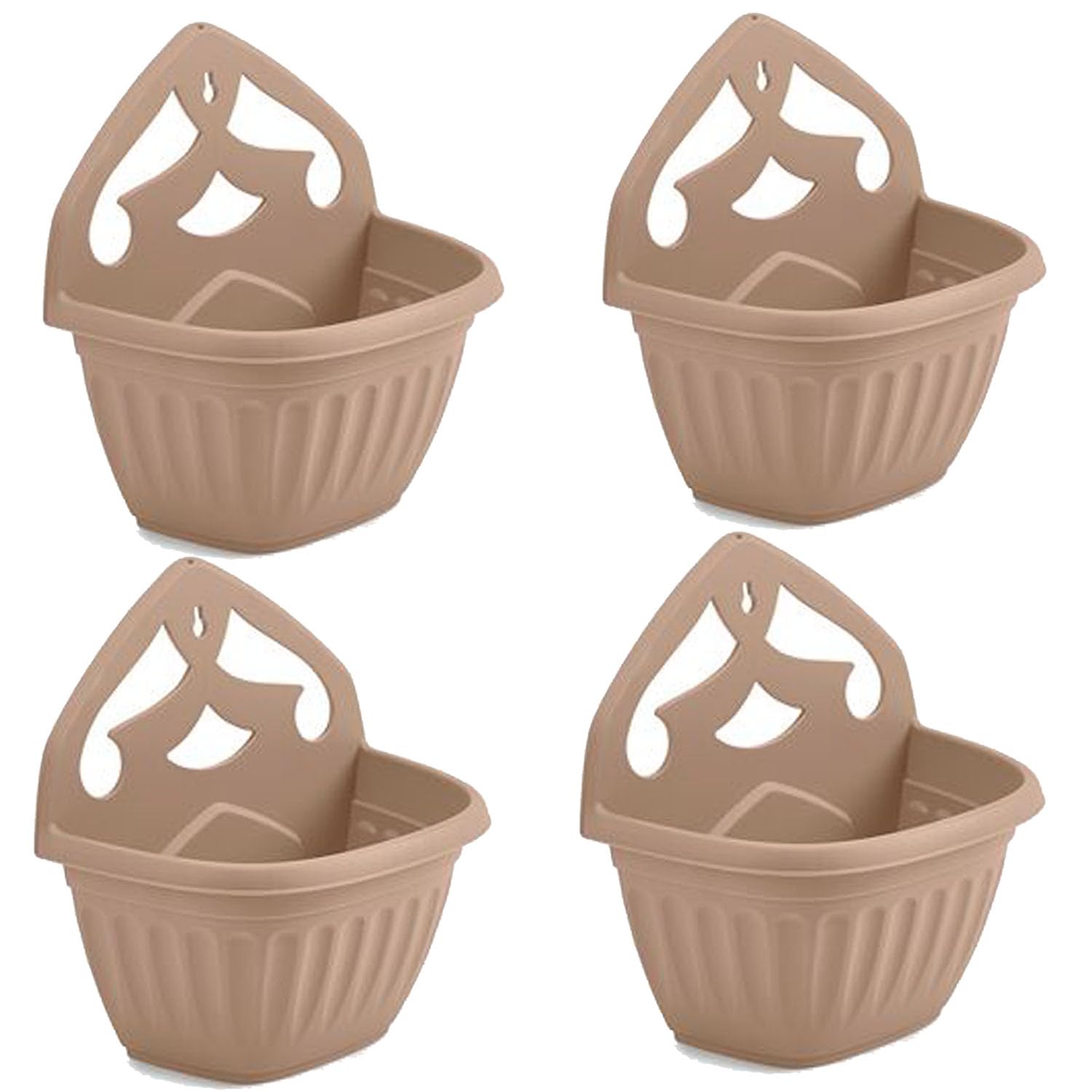ZARVICZONIA Planters Pots - Wall Mounted for Plants and Flowers (Pack of 1, 2, 3, 4, 5) (Taupe (Pack of 4))