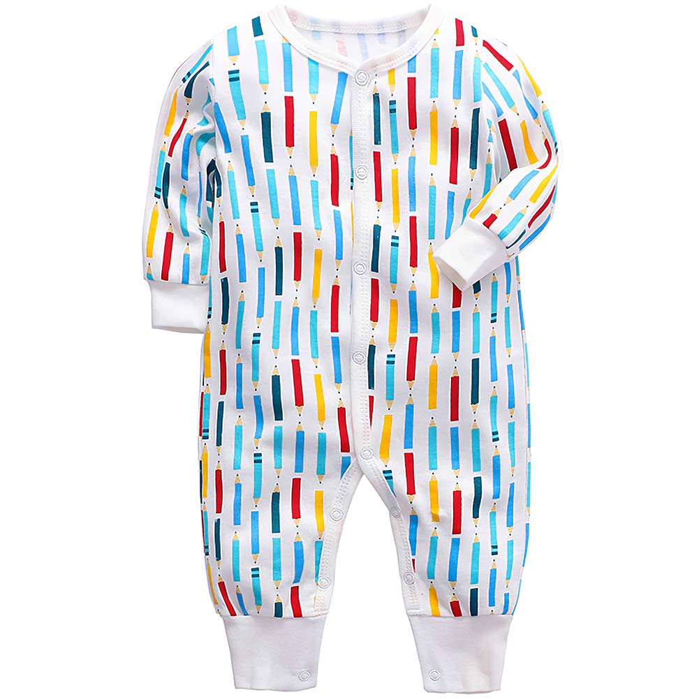 amropi Bébé Garçon Coton Pyjamas Combinaison Nouveau-né Filles Grenouillères Lot de 3 pour 0-24 Mois