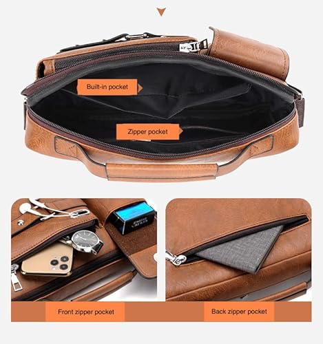 Bolsa Masculina de Couro Falso para Negócios Bolsa Mensageiro Bolsa de Ombro Preto