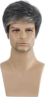 Pruie Perucas masculinas da moda, perucas masculinas europeias e americanas, cabelos curtos macios, naturais, perucas, cabelo humano para homens com linha fina alta ou cabelos finos