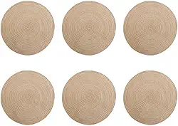 Pacote com 6 jogos americanos redondos trançados de 12,7 cm – Laváveis, tapetes de mesa reversíveis para casa e festas | Conjunto acessível (marrom